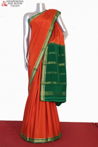 Contrast Classic Pure Mysore Crepe Silk Saree